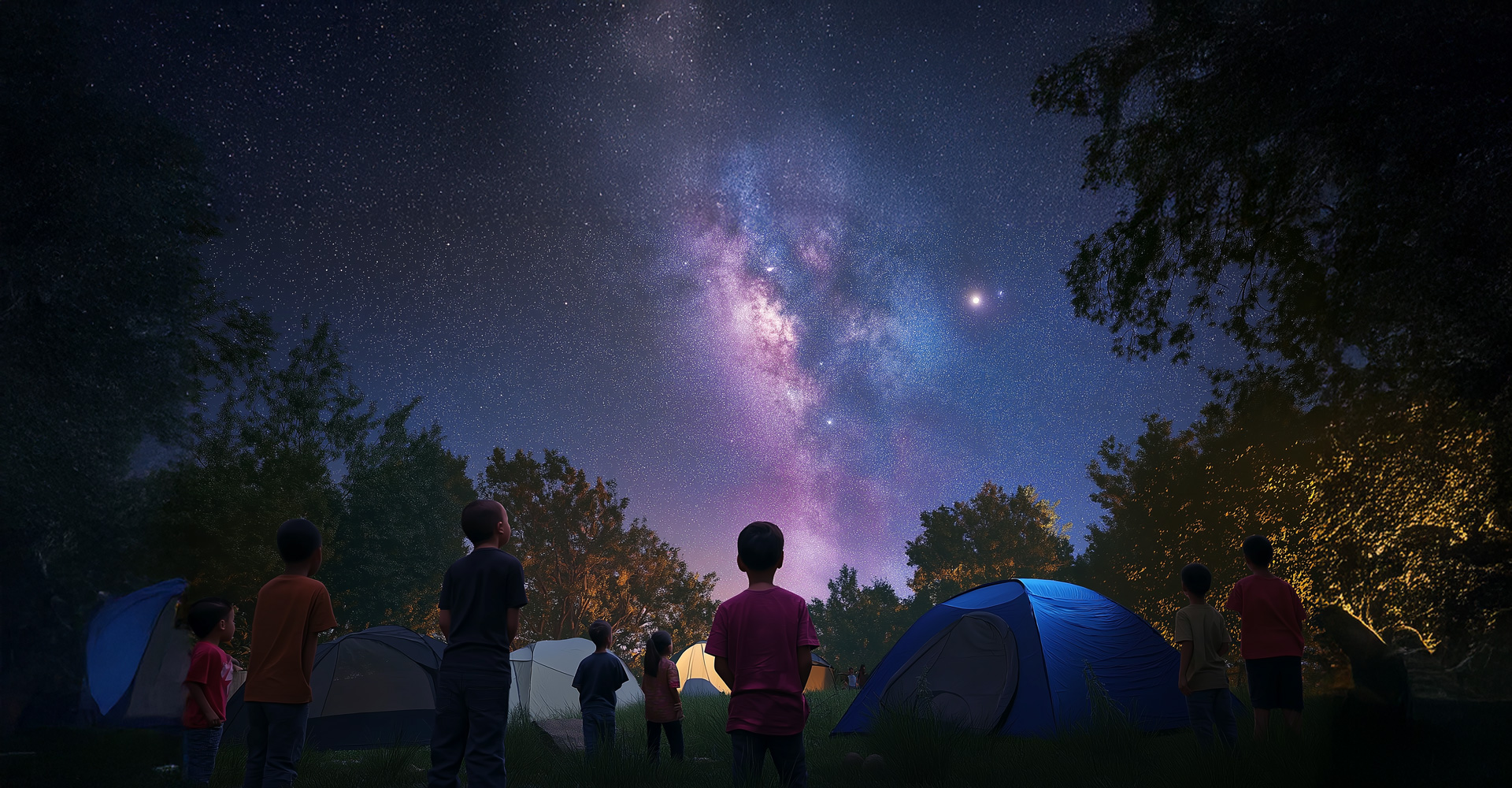 Guesting at Camp Night looking up at the starry night sky